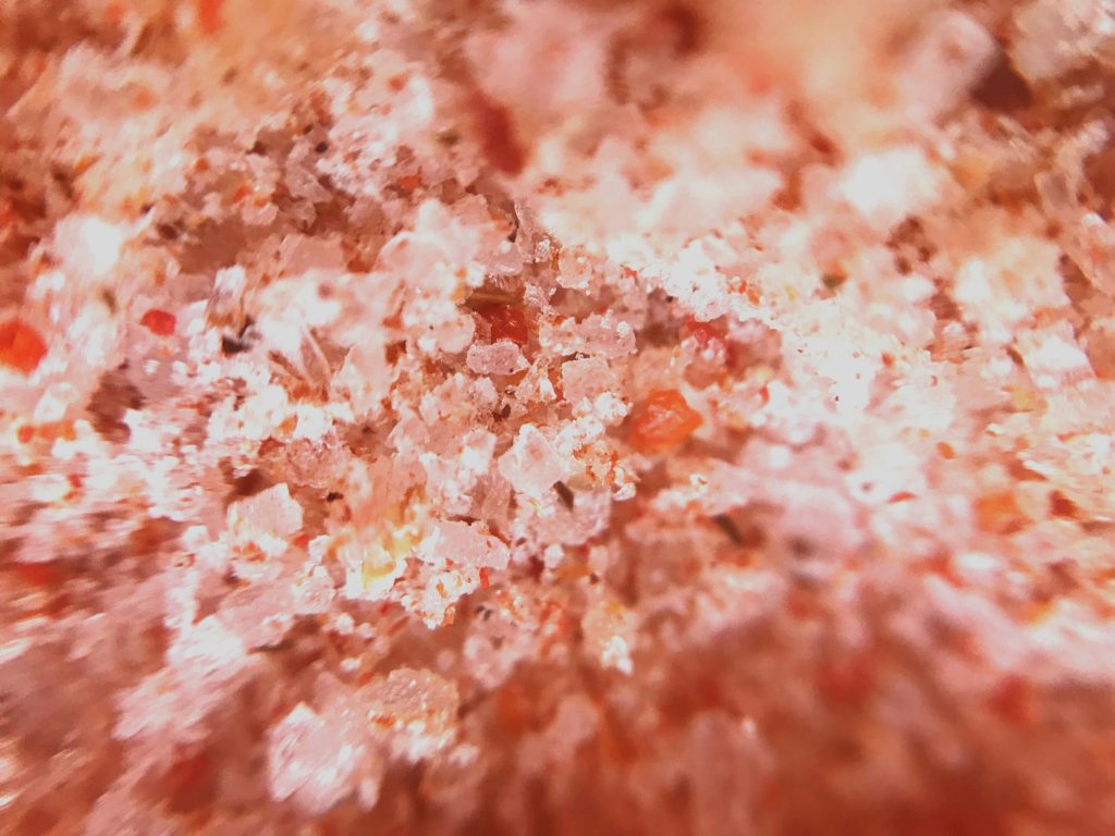 salt with spices, rich color, color 2019, minerals, macro